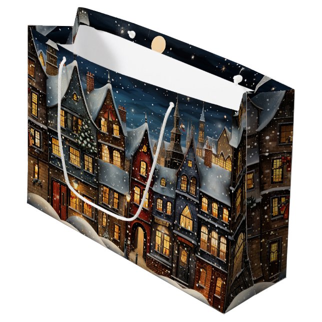 Christmas Village Large Gift Bag (Front Angled)