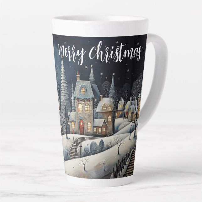 Christmas Village Latte Mug (Right Angle)