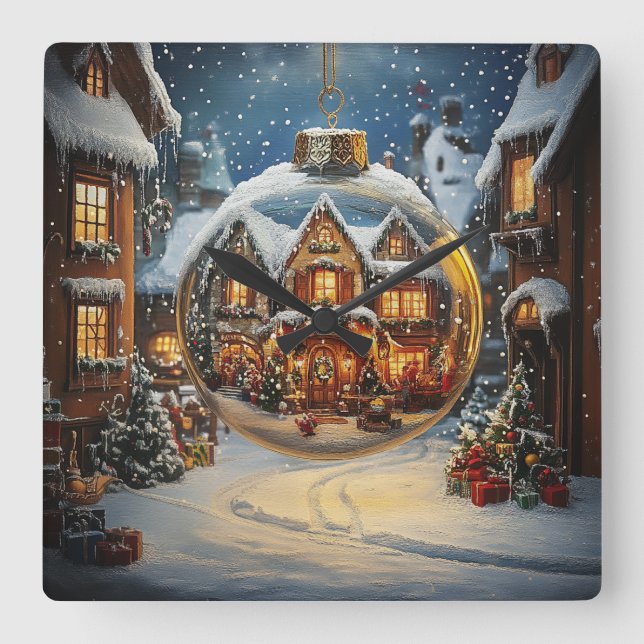 Christmas Village Ornament Wall Clock (Front)