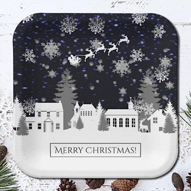 Christmas Village Paper Plate (Christmas Village Holiday Paper Plates)