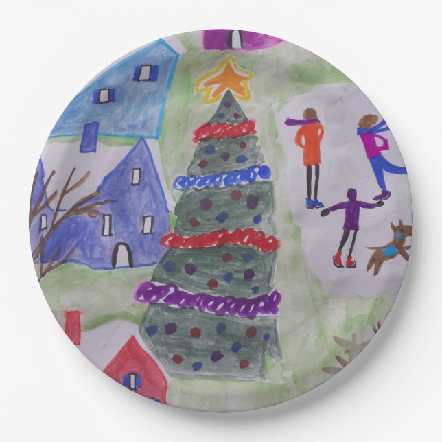 Christmas Village  Paper Plates (Front)