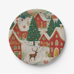 Christmas Village Paper Plates