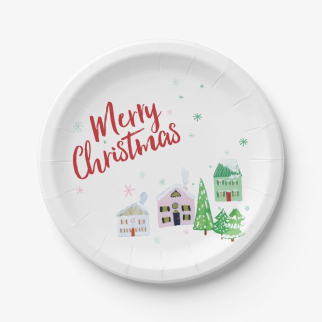 Christmas Village Paper Plates (Front)