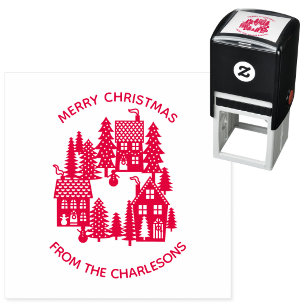 Christmas Village Personalized Holiday Self-inking Stamp