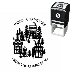 Christmas Village Personalized Holiday Self-inking Stamp