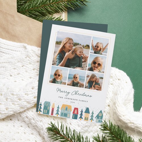 Christmas Village Photo Collage Holiday Card