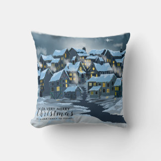 Christmas Village Pillow with northern star snow