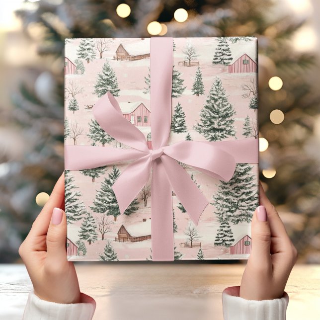 Christmas Village Pink  Wrapping Paper (Creator Uploaded)