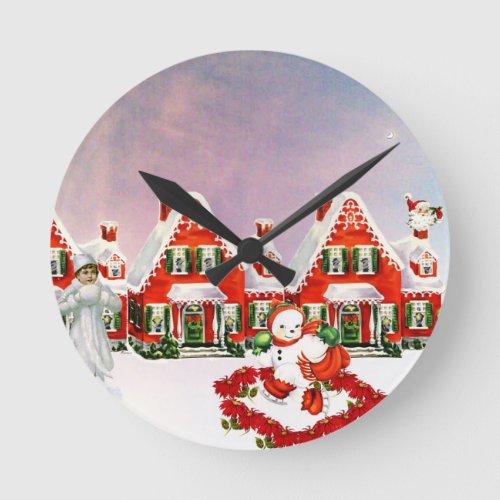 CHRISTMAS VILLAGE ROUND CLOCK