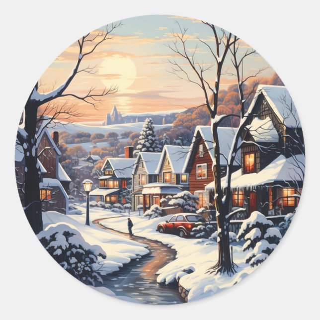 Christmas Village Scene Sticker (Front)