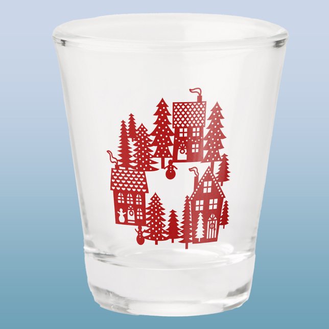 Christmas Village Shot Glass (Christmas Village holiday shot glass)