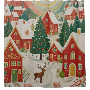 Christmas Village Shower Curtain