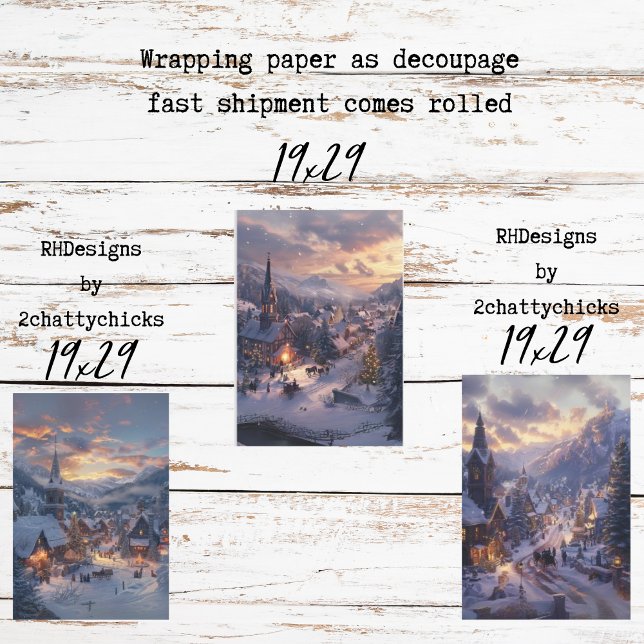 Christmas Village Snow Covered Streets Decoupage Wrapping Paper Sheets (Creator Uploaded)