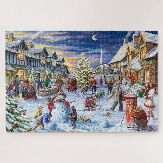Christmas Village Snowfall Jigsaw Puzzle (Horizontal)