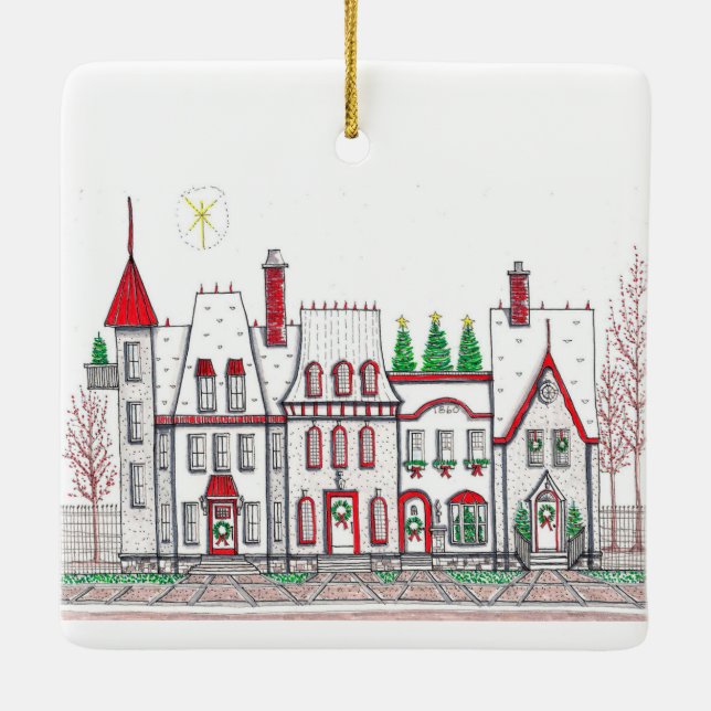 Christmas Village Stores Ornament (Back)