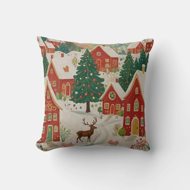 Christmas Village Throw Pillow (Front)