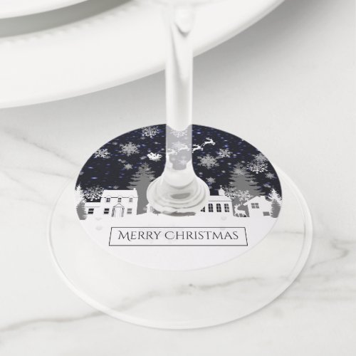 Christmas Village Wine Glass Tags