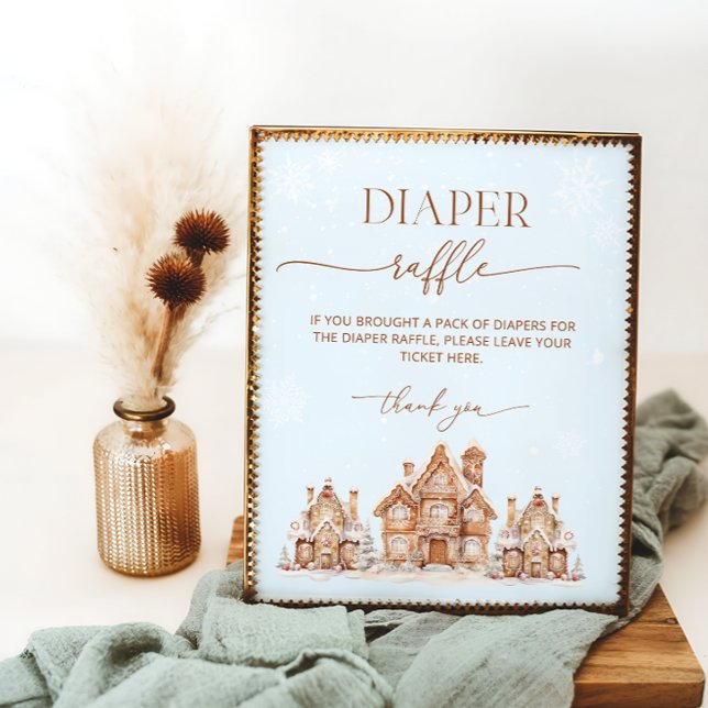 Christmas Village Winter Baby Shower Diaper Raffle Poster (Creator Uploaded)