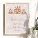 Christmas Village Winter Baby Shower Welcome Poster<br><div class="desc">The Christmas Village Winter Baby Shower Welcome Poster has a warm and cozy holiday theme. It shows a cute village scene with small houses decorated for Christmas, surrounded by snowy trees and snowflakes, creating a welcoming winter vibe. The colors are soft and festive to match the Christmas season. The words...</div>