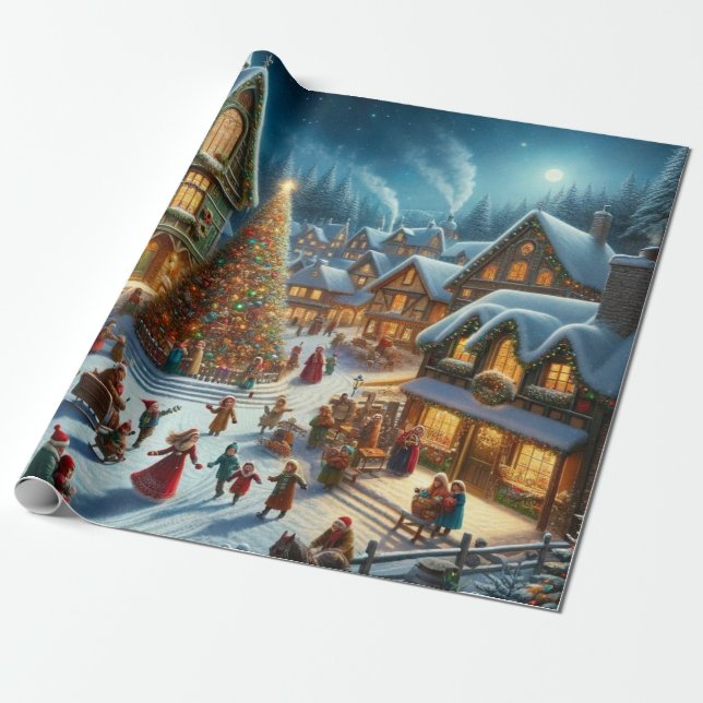 Christmas Village  Wrapping Paper (Unrolled)