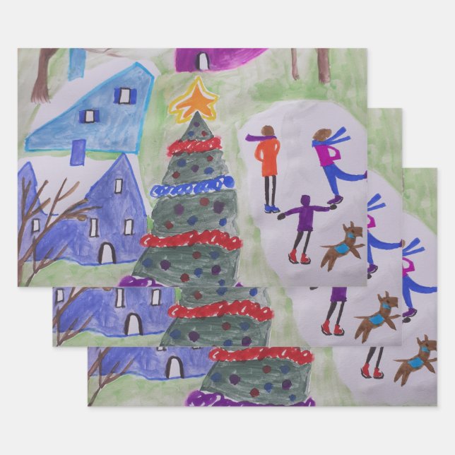 Christmas Village  Wrapping Paper Sheets (Set)