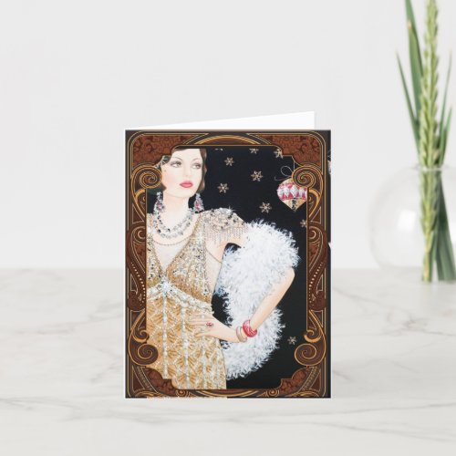 Christmas Vintage 1920s Flapper Holiday Card 
