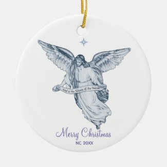 Christmas Vintage Angel with Message on White