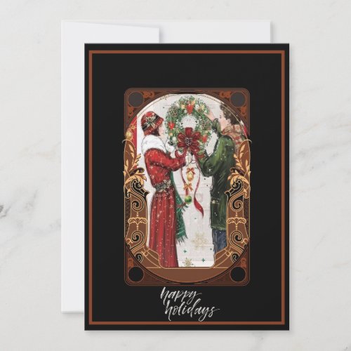 Christmas Vintage Art Deco Couple Holiday Card