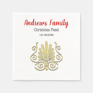 Christmas Vintage Art Deco Gold Plume Arabesque Paper Napkins