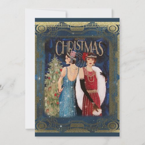 Christmas Vintage Art Deco Holiday Card