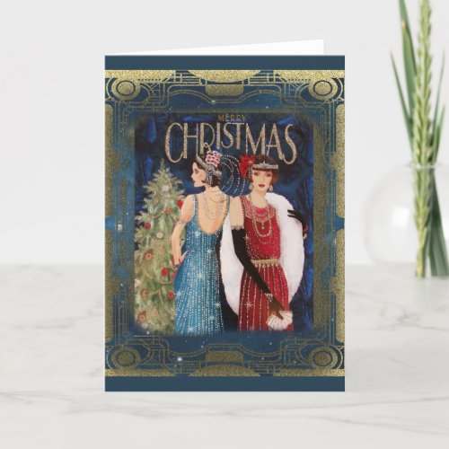Christmas Vintage Art Deco Holiday Card