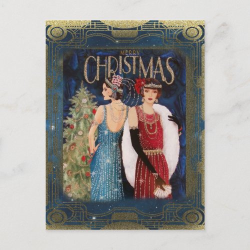 Christmas Vintage Art Deco Postcard