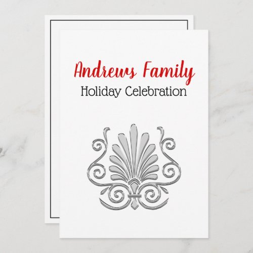 Christmas Vintage Art Deco Silver Plume Arabesque Invitation