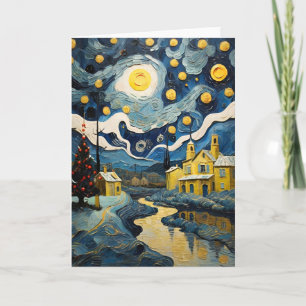 Christmas Vintage Art Inspired by Van Gogh Holiday Card