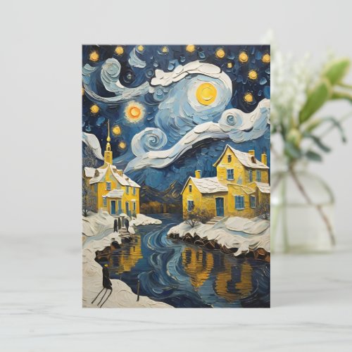 Christmas Vintage Art Inspired by Van Gogh Holiday Card