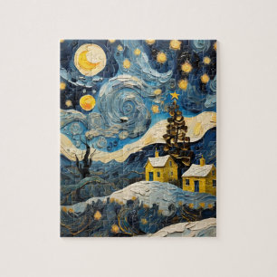 Christmas Vintage Art Inspired by Van Gogh Jigsaw Puzzle