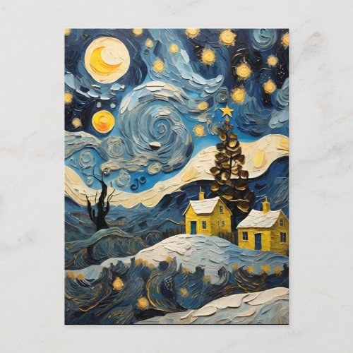 Christmas Vintage Art Inspired by Van Gogh Postcard