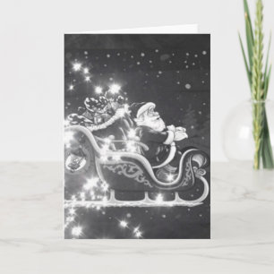 Christmas vintage black and white Santa decor Holiday Card