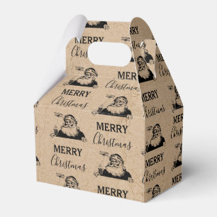 Christmas Vintage Black White Kraft Santa Claus Favor Boxes