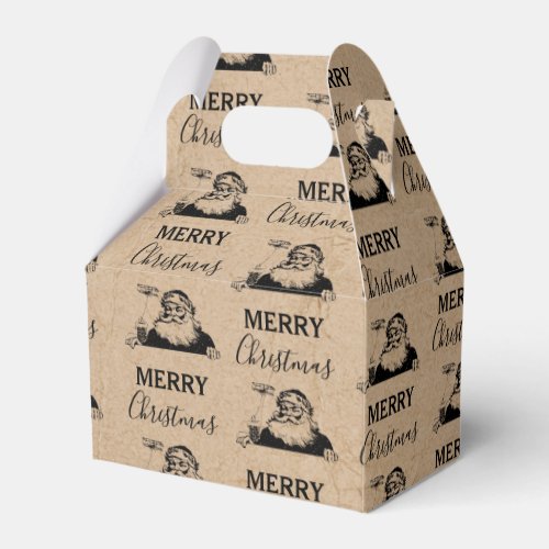 Christmas Vintage Black White Kraft Santa Claus  Favor Boxes