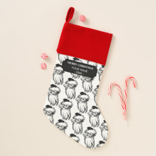 Christmas Vintage Black White Santa Claus Stocking