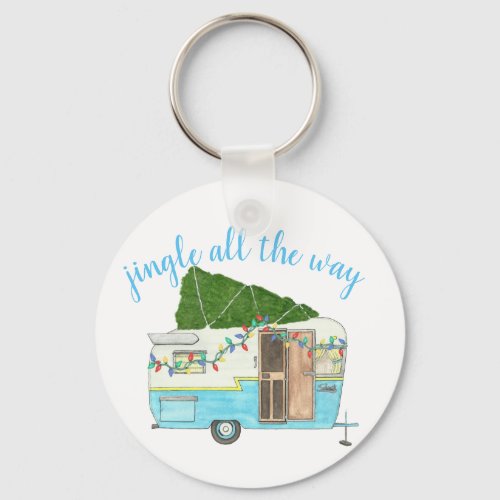 Christmas Vintage Camping Trailer Keychain