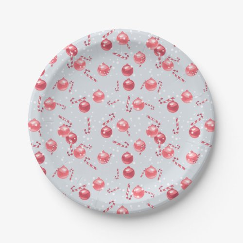 Christmas  Vintage Candy Cane Pattern Paper Plates