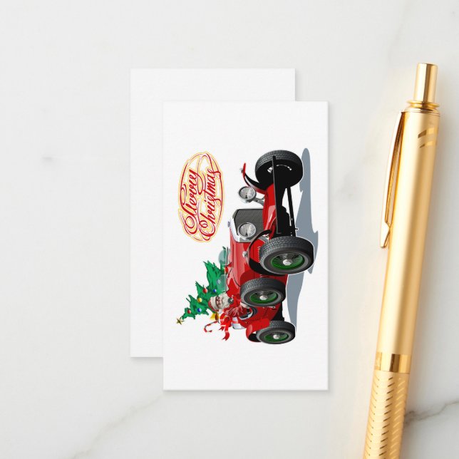 Christmas vintage car enclosure card (Front/Back In Situ)