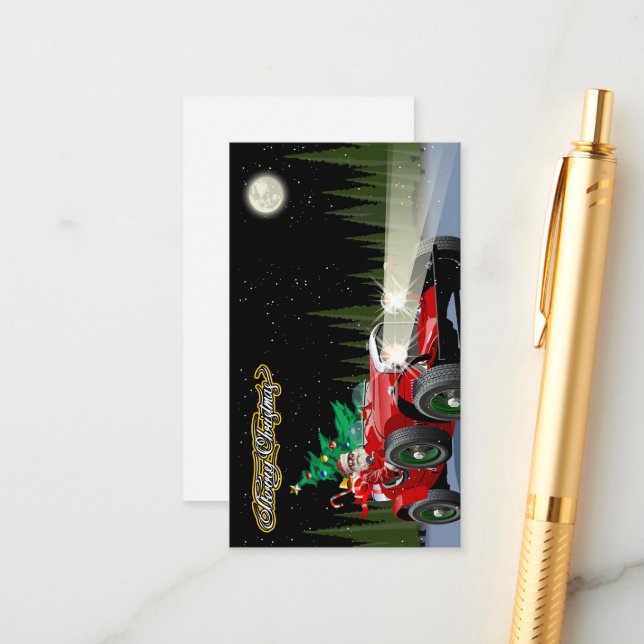 Christmas vintage car enclosure card (Front/Back In Situ)
