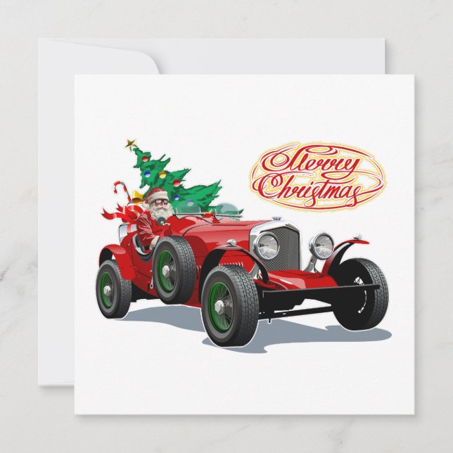 Christmas vintage car holiday card (Front)