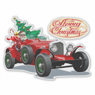 Christmas vintage car sticker