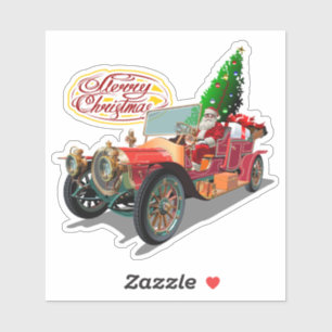 Christmas vintage car sticker