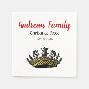Christmas Vintage Crown With Chess Pieces Color Napkins