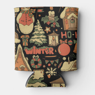 Christmas Vintage Decorative Set Can Cooler